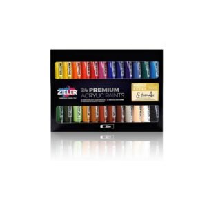 Zieler Premium Acrylic Paint Set,24 Large 22ml Tubes – Vibrant Colors & Rich Pigments