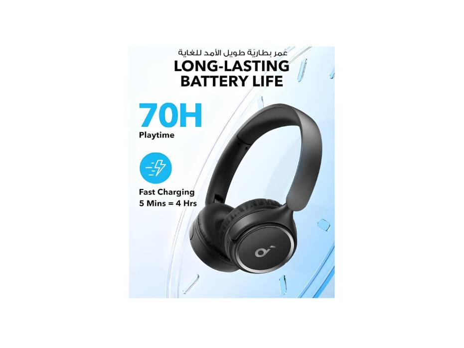 Anker H30i Wireless On-Ear Bluetooth Headphones in-use view