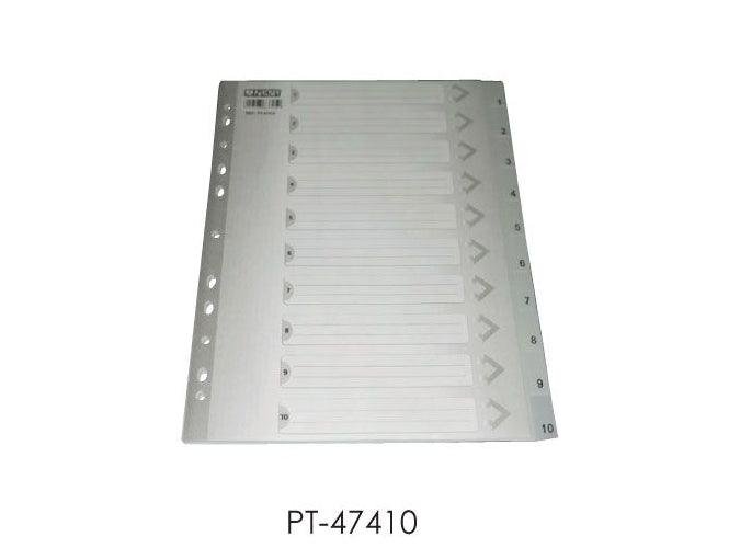 Partner Divider Plastic PVC Grey A4 with numbers 1-10