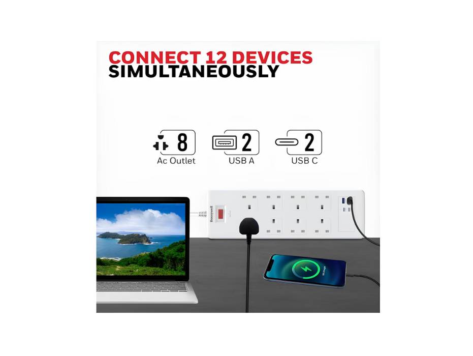 Honeywell 8-Outlet 1050J Surge Protector with USB alternate product view