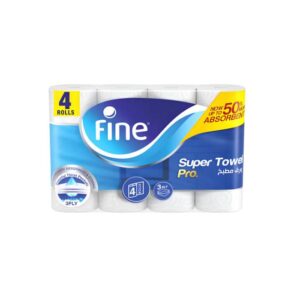 Fine Super Towel Pro 3-Ply Kitchen Rolls 4 Pack