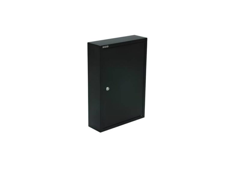 RIGID Wall Mounted Key Cabinet with Key Lock, 100 Keys, Black, (12D x 38W x 55H CM)
