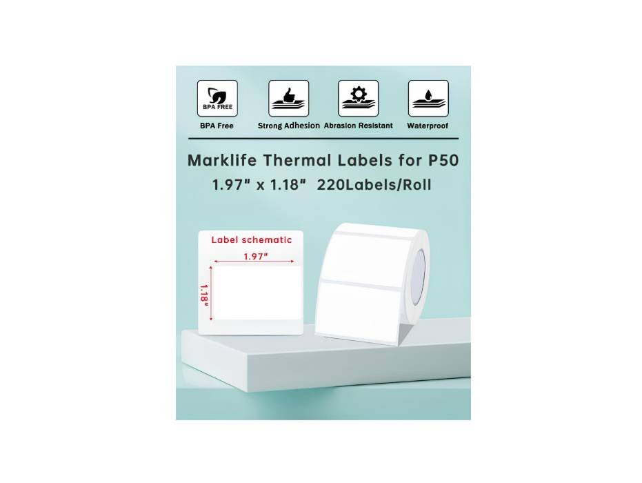 NewProject_31_32c0e77b-b5e1-491e-bfe4-371b3b4b16cd.jpg MARKLIFE P50 Direct Thermal Labels 220/Roll 1.97 × 1.18 inches alternate product view 2