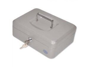 Farook Cash Box with Key 10 Inch, Matt Finish Grey Color [FSCPTS0025GY]