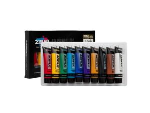 Zieler Premium Acrylic Paint Set – 10 Tubes, 38 ml – Assorted Colors