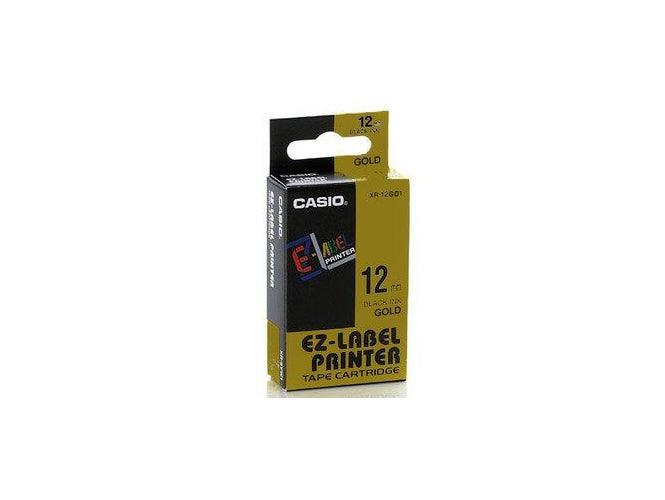 Casio XR-12GD1 Tape Cassette, 12mm X 8mm, Black on Gold
