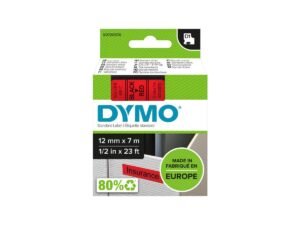 Dymo 45017, D1 Tape,12mm x 7m, Black on Red