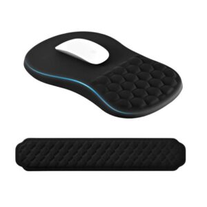 EooCoo Keyboard and Mouse Pad Wrist Support Set with Massage Design, Black