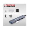 Honeywell 4-in-1 Ultra-Slim USB Hub, 30cm in-use view