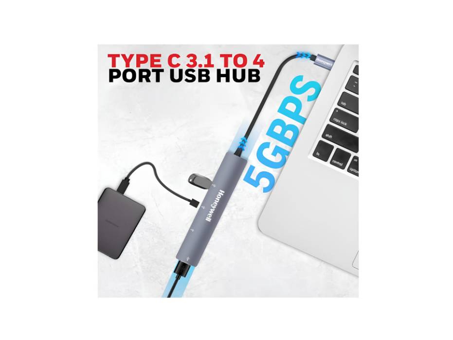 Honeywell 4-in-1 Ultra-Slim USB Hub, 30cm alternate product view