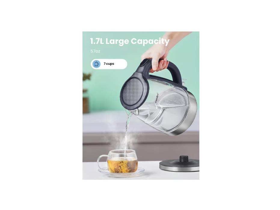 COMFEE 1.7L Glass Electric Kettle 2200W alternate product view 2