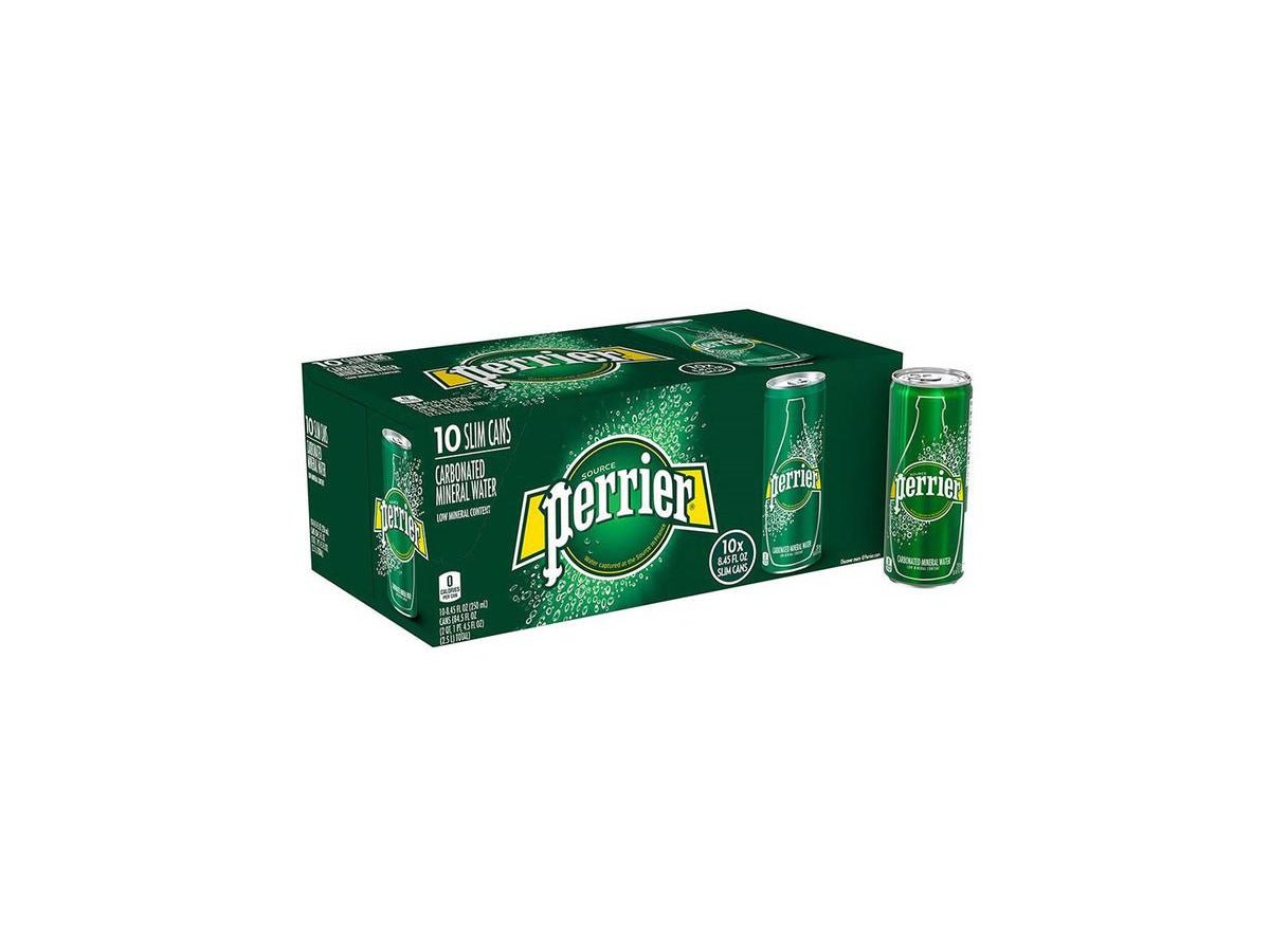 Perrier Natural Sparkling Mineral Water Cans 250ml x Pack of 10 - Image 1