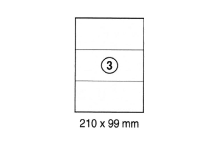 xel-lent 3 labels-sheet, straight corners, 210 x 99 mm, 100sheets-pack
