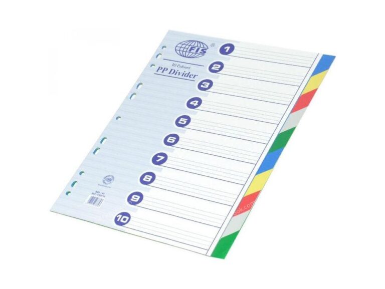 FIS Divider Plastic Colored A4 10 Tabs