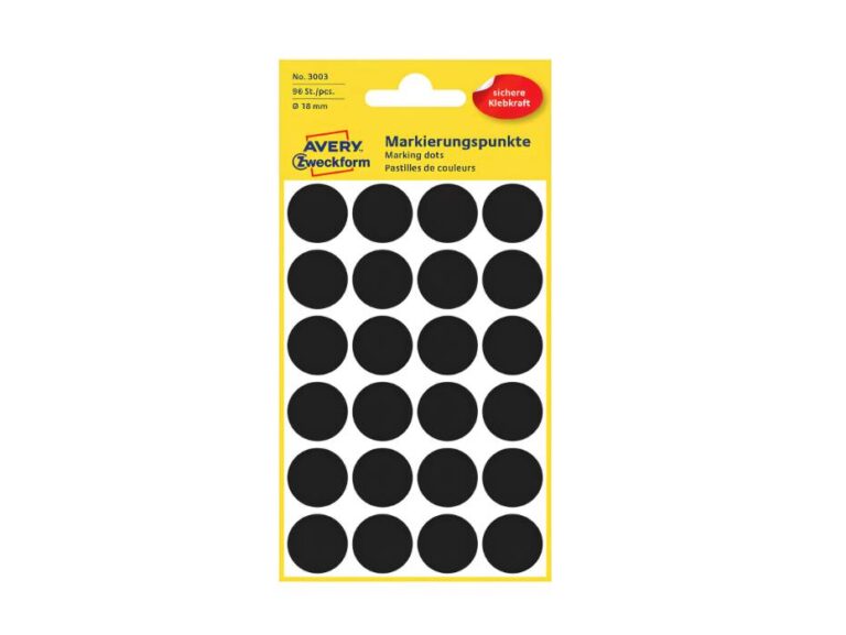 Avery Marking Dot Labels – Black & White, 8–18mm