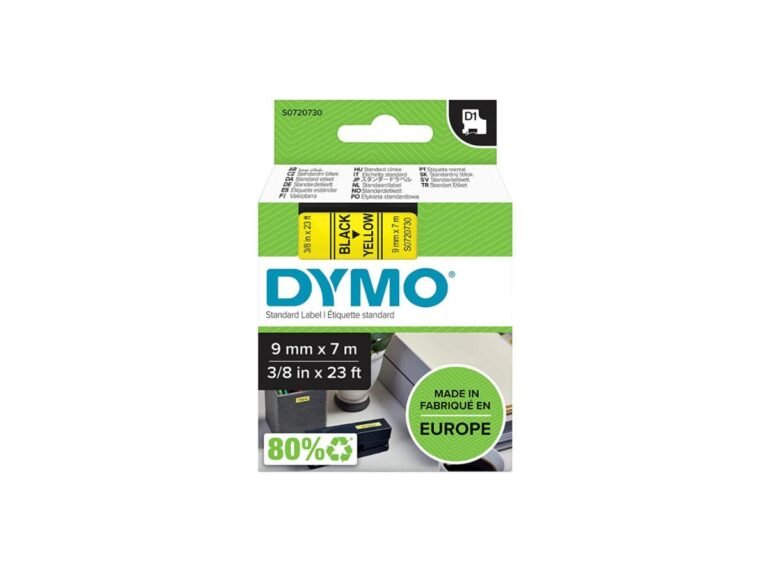 Dymo 40918, D1 Tape,9mm x 7m, Black on Yellow