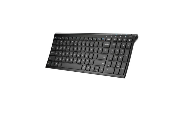 iClever Bluetooth Keyboard BK10, Multi Device Keyboard Rechargeable with Number Pad Ergonomic Design Full Size
