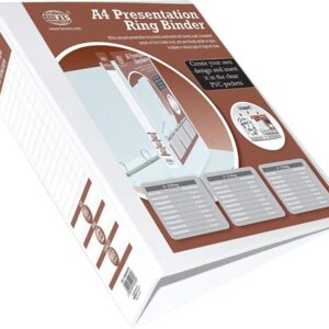 FIS Presentation Binder 2D Ring, A4, 65mm Ring Size, 3.75″ Spine, White (FSBD265DPB)