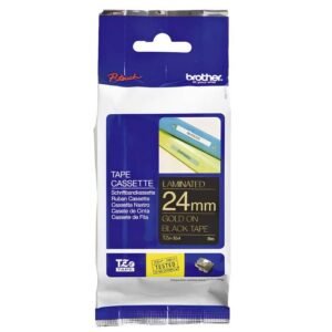 Brother P-touch 24mm TZ-354 Laminated Tape, 8m, Gold on Black