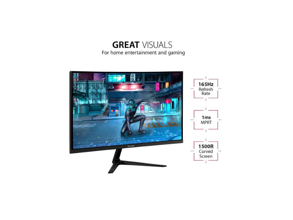 ViewSonic 27-inch QHD curved monitor angle view
