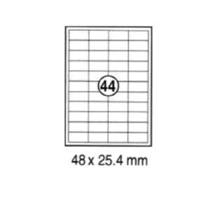 Xel-lent 44 Labels/Sheet, Rounded Corners, 48 x 25.4 mm, 100 Sheets/Pack