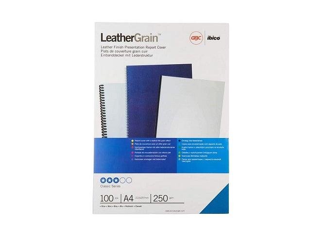 GBC LeatherGrain Binding Cover, 250gsm, A4, Navy Blue, [Pack of 100]