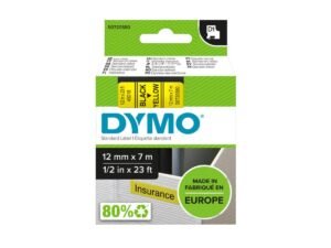 Dymo 45018, D1 Tape,12mm x 7m, Black on Yellow