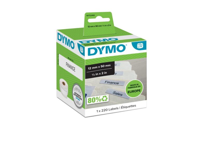 DYMO (99017) Suspension File Labels, White Paper, 50 x 12 mm, [220 Labels/Roll]