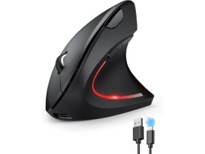 Tecknet Wireless Rechargeable Vertical Ergonomic Mouse, Right Hand, 4800 DPI 5 Adjustable Levels/ 2.4GHz with USB-A Receiver, Silent Click