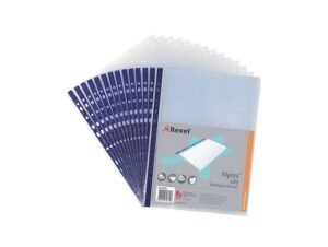 Rexel NPR/A4 12231 Reinforced Pockets Embossed – Blue Strip PK/100