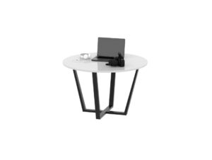 RIGID Office Conference Round Desk with Metal Frame & Wooden Top, (120D x 75H CM)