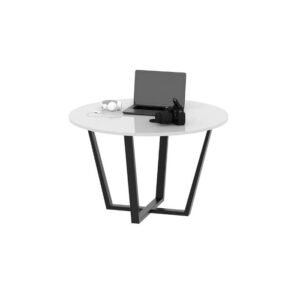 RIGID Office Conference Round Desk with Metal Frame & Wooden Top, (120D x 75H CM)
