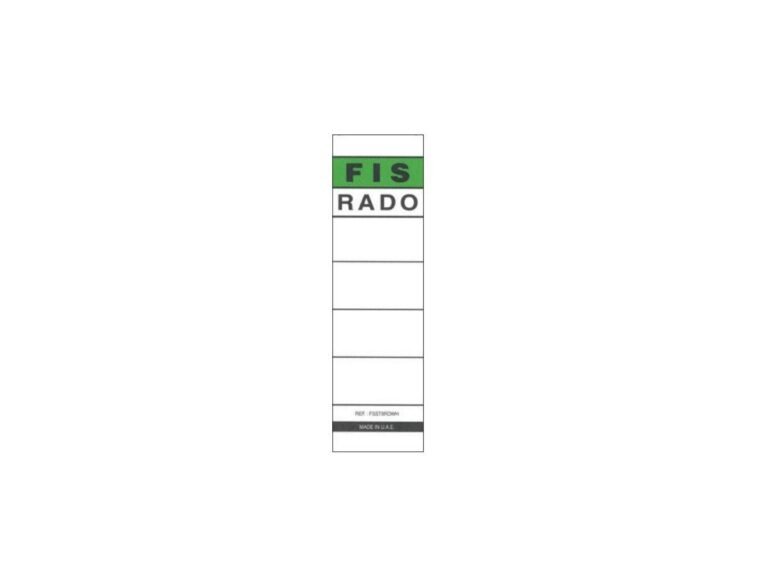 FIS Rado Box File Sticker 54x186mm Broad 8cm (3inch) White – (Pack of 10)