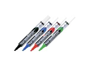 Pentel Maxiflo MWL6S Fine Chisel Tip White Board Marker, Assorted (Pack of 4)