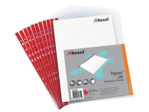 Rexel NPR/A4L 12253 Reinforced Pockets Embossed – Red Strip PK/100