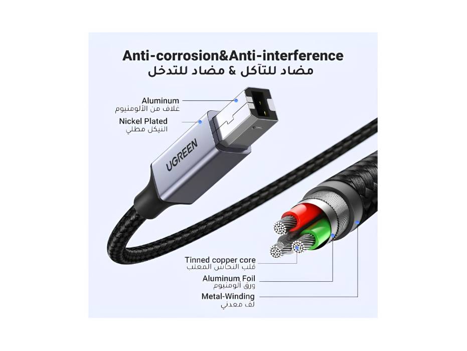 UGREEN USB-C to USB-B Printer Cable, 2m in-use view