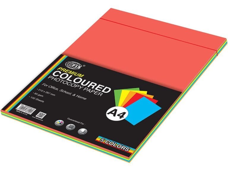 FIS Premium Color Photocopy Paper, 100 Sheets, 80 gsm, 5 Assorted Premium Colors, A4 Size
