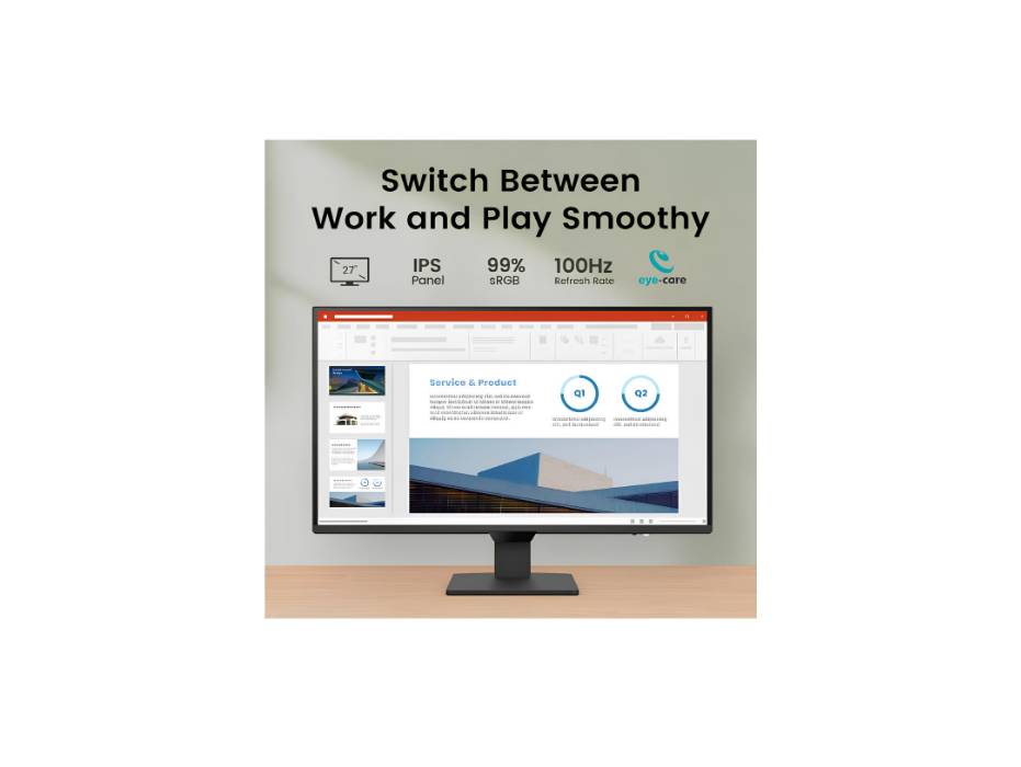 BenQ 27-inch 100Hz IPS monitor angle view