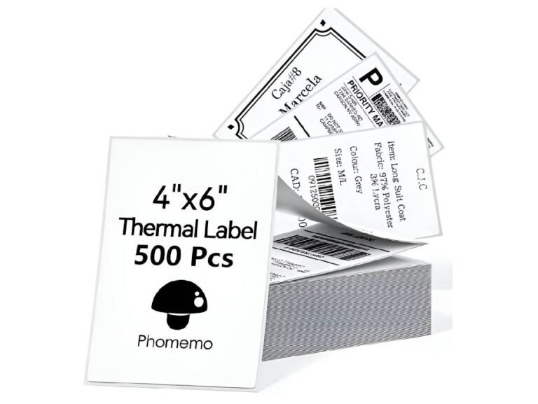 Phomemo Thermal Direct Shipping Label, 4”x 6” Fan-Fold Labels, Pack of 500- White