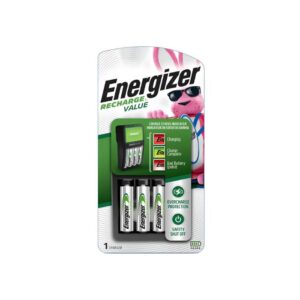 Energizer Rechargeable Aa And Aaa Battery Charger (Recharge Value) With 4 Nimh Batteries, Black, 50608