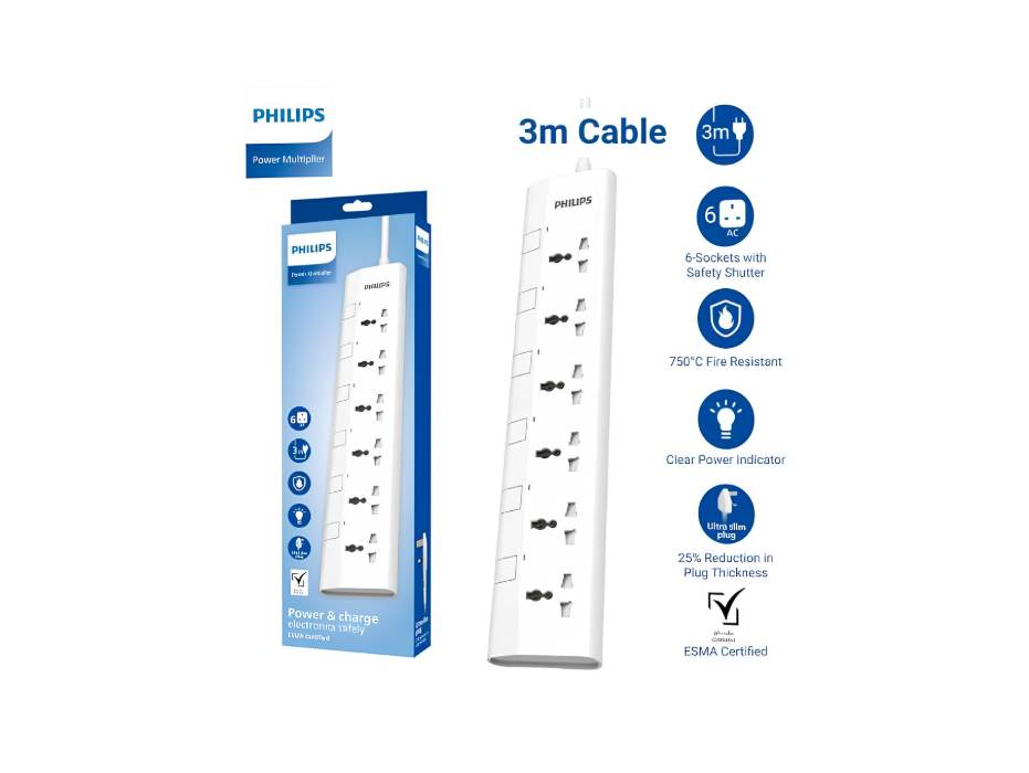Philips universal power strip with individual switches