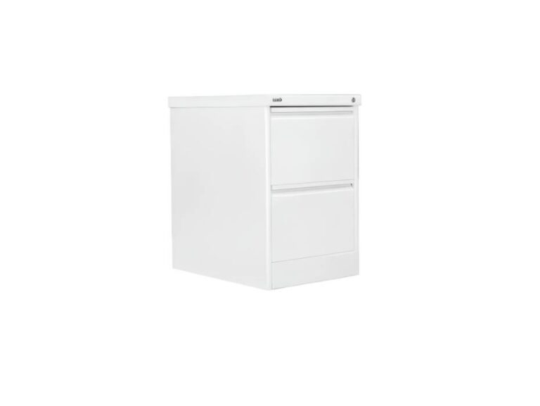 RIGID Heavy Duty Steel Filing Cabinet, Curved Shape 0.7mm Thickness 2 Drawers for A4/Letter, White