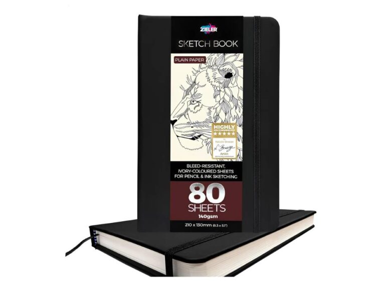 Zieler Black Hardcover Art Sketchbook for Pencil and Ink Sketching | 80 Sheets – 140gsm | 210mm x 130mm,Portrait