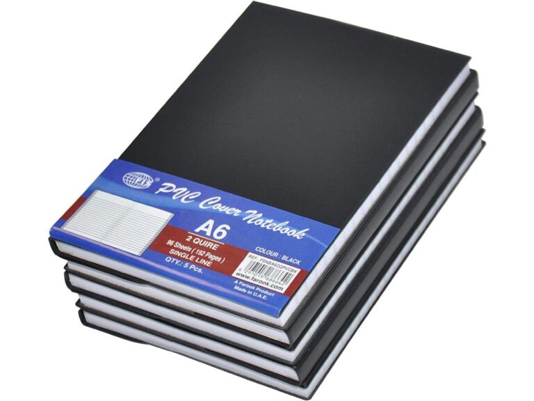 FIS PVC Cover Notebook A6, 2-Quires Black, 5pcs/pack