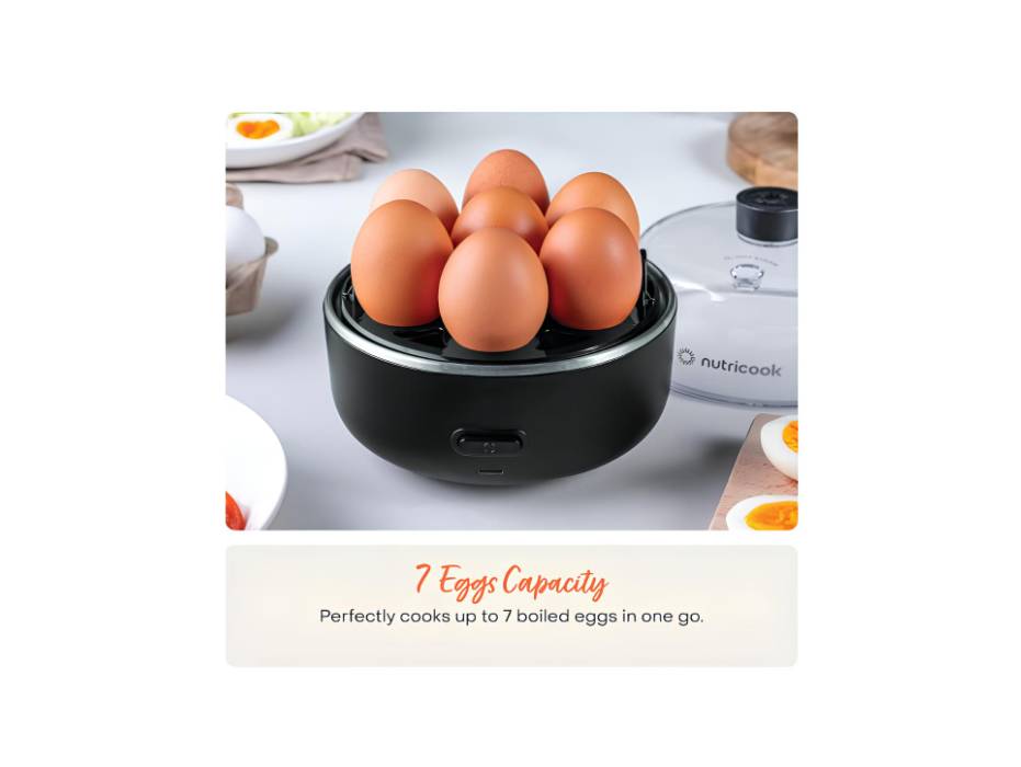 Nutricook seven-egg cooker open view
