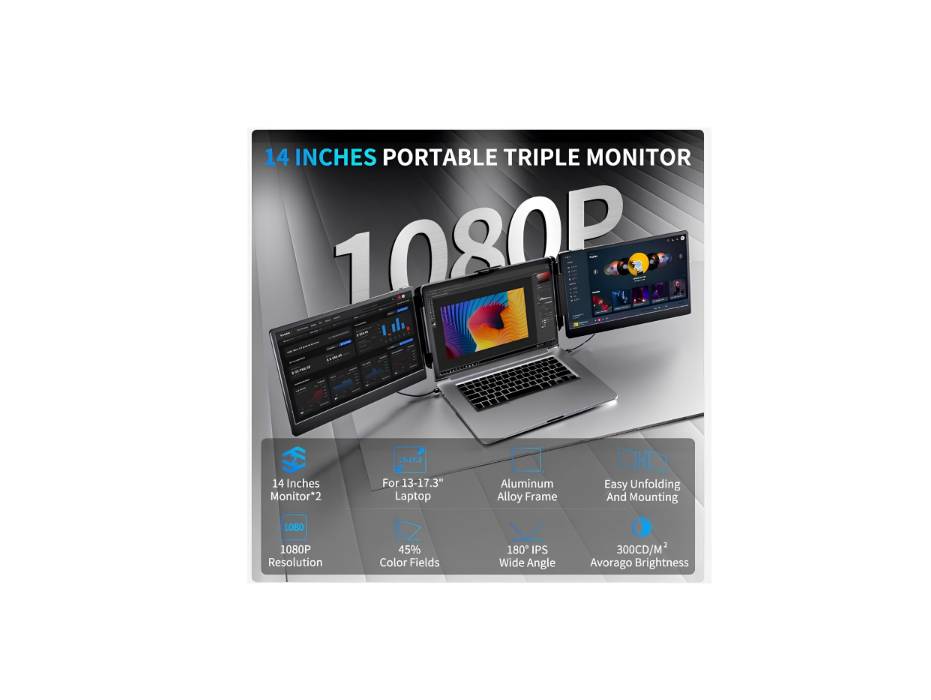 V2COM S2 14-inch Triple Laptop Screen Extender alternate product view 2