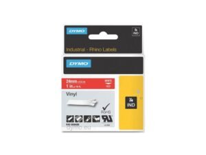 Dymo Rhino 1805429 Vinyl 24mm White on Red Tape