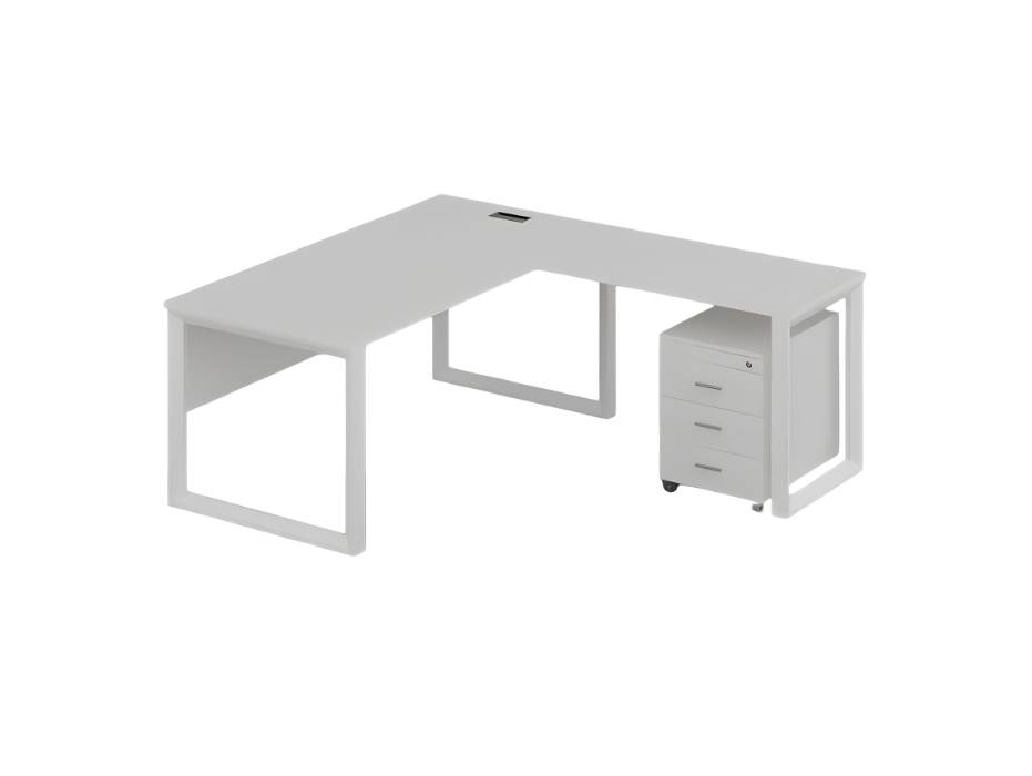 Pyramid L-shape office desk in white product view