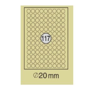 xel-lent 117 labels-sheet, round, diameter 20 mm, 100 sheets-pack