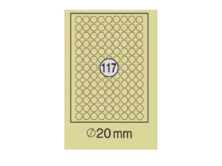 xel-lent 117 labels-sheet, round, diameter 20 mm, 100 sheets-pack